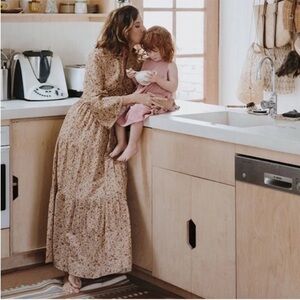 Doen Prem Floral Maxi Dress Jaipur Mustard